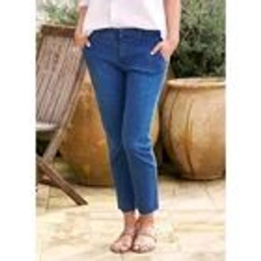 Frank & Eileen Wicklow Italian Denim Chino Pants Blue‎ Raw Hem 12 Made in USA